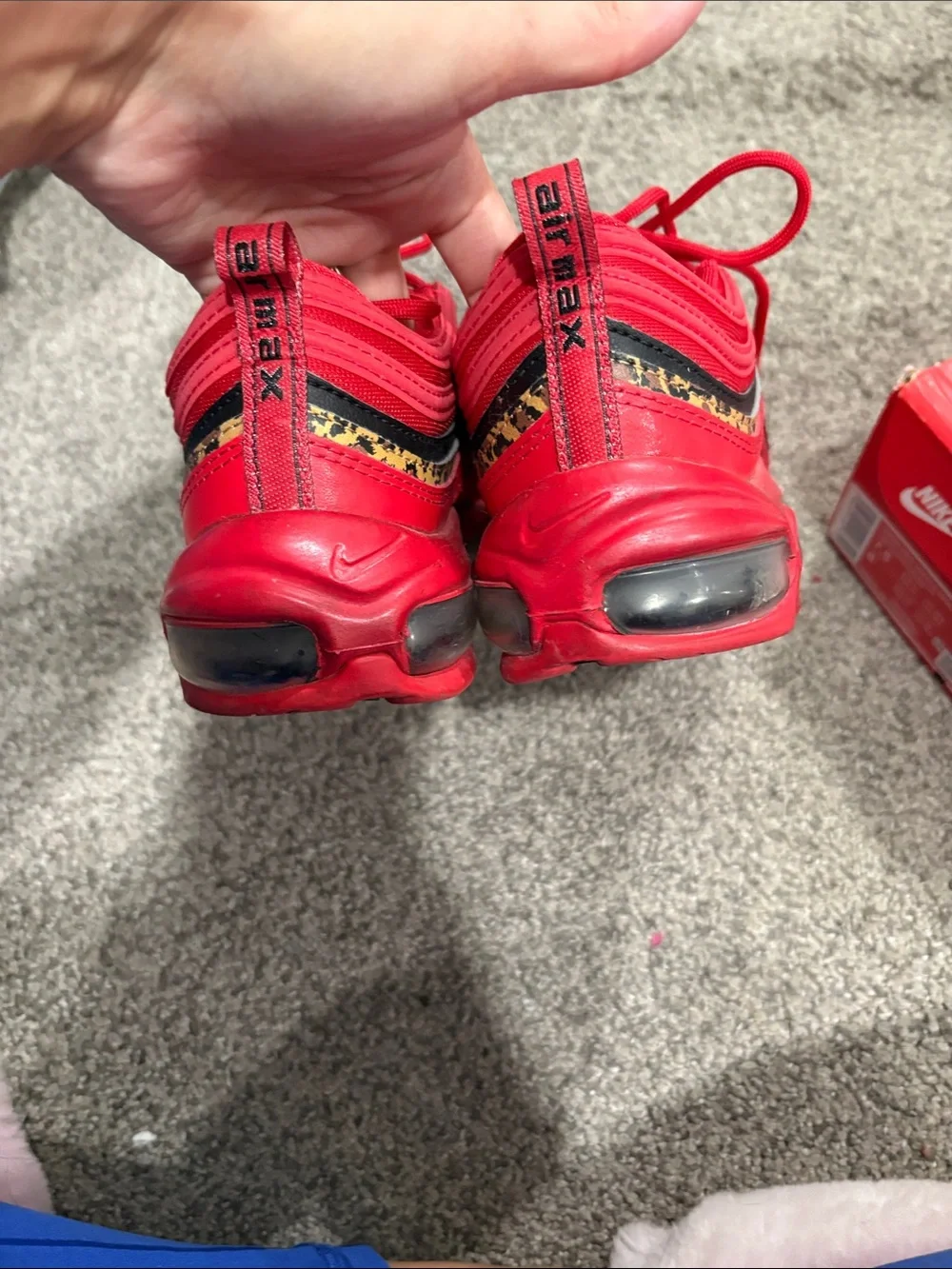 Nike Red Sneakers with Black and Leopard Trim